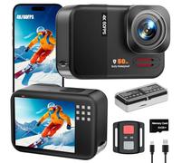Euorosi Cámara de acción WiFi 4K 60FPS 48MP con pantalla táctil, cámara impermeable subacuática de 50 pies, no necesita funda, cámara de motocicleta EIS, zoom 8X, tarjeta de 64 GB, control remoto