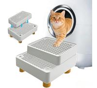 eupdd Escalera De 2 Niveles para Arenero De Gato con Filtro Integrado, Rampa Antideslizante Compatible con Bandeja Sanitaria Automática Autolimpiable, Ideal para Gatitos Y Gatos Mayores, 1 Unidad