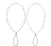 EupHHonycs 2 correas de muñeca para cámara con cuentas, bonita correa de abalorios para teléfono, correa de muñeca con cuentas de perlas, llavero decorativo para cartera, cámara, teléfono, cadena de