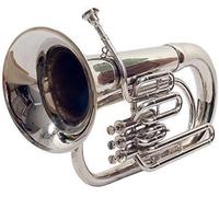 Euphonium - Bombardino plateado cromado pulido con 3 válvulas y boquilla con bolsa de transporte