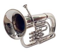 Euphonium - Bombardino plateado cromado pulido con 3 válvulas y boquilla con bolsa de transporte