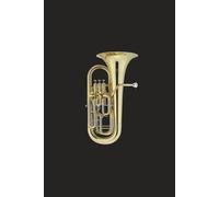 Euphonium Notebook: 6"x9" matt black paperback journal - 120 lined pages - gold Bb tenor tuba brass band