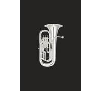 Euphonium Notebook: 6"x9" matt black paperback journal - 120 lined pages - silver Bb tenor tuba brass band