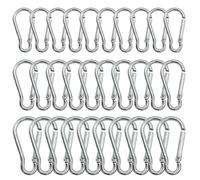 Eupneicu 30 Pcs Mosquetones, Gancho Mosquetón De De Aleación de Aluminio, 41mm/46mm/59mm-Para Hamacas, Llaveros, Camping, Pesca, Columpios Y Accesorios De Senderismo [Plata]