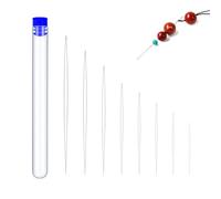 Eupneicu Agujas De Abalorios, Ojo Grande De Acero Inoxidable, Agujas Para Hacer Joyas Agujas Con Botella De Almacenamiento De Agujas Transparente, 8 Tamaños