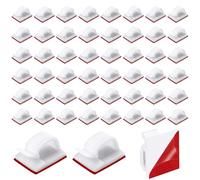 Eupneicu Cables Autoadhesivos [50 Piezas], Clips De Cable De Exterior, Organizador De Cables Autoadhesivo Para Luces Y Decoración Taller De Pared Oficina [ Blanco ]