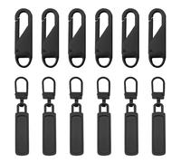 Eupneicu Cremallera [12 unidades], tirador de metal extraíble con colgante de repuesto para maletas, abrigos, botas y mochilas de chaqueta [negro]