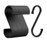 Eupneicu Ganchos En Forma De S [12 Piezas], Ganchos En Forma De S De Aluminio, Multifuncionales S Ganchos Para Colgar Macetas Y Sartenes, Plantas, Toallas En La Cocina, Oficina Y Jardín [Negro]