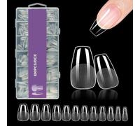 Eupneicu Kit Uñas, 10 Tamaños Tips Uñas, 600 Piezas Uñas Postizas Transparentes, Para Chicas Damas Manicura Casera Y Salones De Uñas-H119-6