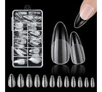 Eupneicu Kit Uñas, 12 Tamaños Tips Uñas Semimate, 240 Piezas Uñas Postizas Transparentes, Para Chicas Damas Manicura Casera Y Salones De Uñas