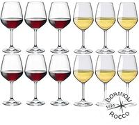 EUPOSIA - Divino Juego de 12 Copas - 6x Vino Tinto 53 cl + 6x Vino Blanco 44 cl - Para Una Elegante Ouesta en Escena