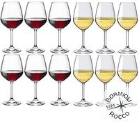 EUPOSIA - Divino Juego de 12 Copas - 6x Vino Tinto 53 cl + 6x Vino Blanco 44 cl - Para Una Elegante Ouesta en Escena