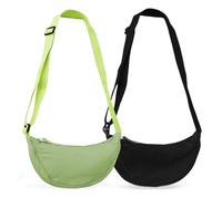 EUPSIIU 2 Piezas Bolsos Cruzados para Mujer, Bolso Cruzado de Media Luna, Hombro Bolsos Cruzados, Bolso de Media Luna Portátil de Color Sólido con Correa de Hombro Ajustable (Negro, Verde)