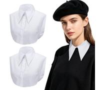EUPSIIU 2 Piezas Cuello Falso Blanco, Cuello De Camisa para Mujer, Cuello Falso Desmontable para Suéteres y Camisa (Blanco)