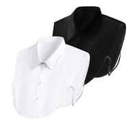 EUPSIIU 2 Piezas Cuello Falso Desmontable, Mitad Camisa Blusa Elegante para Mujeres De Collar Falso Algodón De Cuello De La Falso, Blanco Negro Cuello Falso de Media Camisa Desmontable