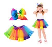 EUPSIIU 2 Piezas Falda de Tutú Falda de Tul para Mujer, Falda de Tul con Paneles de Color Arcoíris, Falda Tutu Arcoiris en Capas, Vestido Corto de Baile Princesa, para Navideña de Halloween, Fiestas