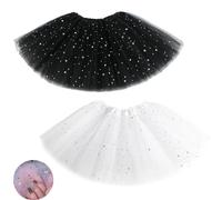 EUPSIIU 2 Piezas Faldas Tutú para Niñas Princesa Ballet Tutus Brillar Danza Capas Tul Tutu Faldas Disfraz para Danza Fiestas de Cosplay, Disfraz de Baile de Ballet para Fiesta de Navidad
