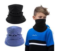 EUPSIIU 2 Piezas Niños Niñas Bufanda Pañuelo Cuello Braga de Cuello, Cubrecuello, Deporte Calentador de Cuello Mascarilla, Cubrecara Invierno, para Running, Montar a Caballo Talla única (Negro, Azul)