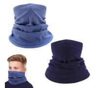 EUPSIIU 2 Piezas Niños Niñas Bufanda Pañuelo Cuello Braga de Cuello, Cubrecuello, Deporte Calentador de Cuello Mascarilla, Cubrecara Invierno para Running Montar a Caballo (Azul marino, Azul)