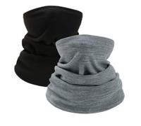EUPSIIU 2 Piezas Niños Niñas Bufanda Pañuelo Cuello Braga de Cuello, Deporte Calentador de Cuello Mascarilla, Cubrecuello, Cubrecara Invierno, para Running, Montar a Caballo Talla única (Gris, Negro)