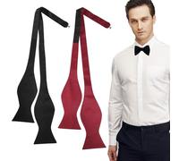 EUPSIIU 2 Piezas Pajarita Hombre Elegante Con Gancho Con Nudo y Ajustable, Negra y Roja, para Novio Boda Traje de Noche Accesorio
