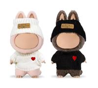 EUPSIIU 2 Piezas Ropa para Muñeco de Peluche de 17cm, Ropa de Corazón Blanco y Negro Traje para Muñecas con Sombreros y Ropa, Accesorios para Muñeca de Peluche para Niños y Adultos (Negro, Blanco)
