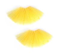 EUPSIIU 2 Piezas Tutu Falda de Mujer, Falda de Tutú con Estrellas de Lentejuelas, Falda de Ballet, Falda de Tul Elástico de 3 Capas para Adultos, Faldas de Tul, Tutu para Vestirse Danza (Amarillo)