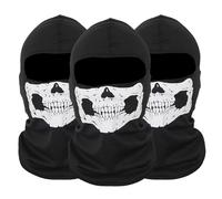 EUPSIIU 3 Piezas Ghost Mask Pasamontañas Balaclava 3D Calavera Máscaras de Terror Máscara de Cara Completa para Moto Deporte Fiestas Halloween y Carnaval Cosplay, Talla única (Negro)