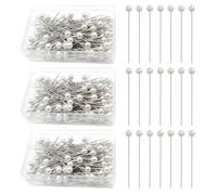 EUPSIIU 300 Piezas Alfileres de Costura, Alfileres de Costura Rectos con Cabeza de Bola de Plástico, Alfileres para Decoración de Joyas de Costurera, Artesanía y Proyectos de Costura (Blanco)