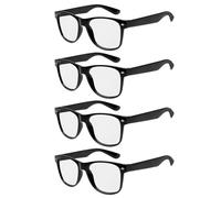 EUPSIIU 4 Pares de Gafas de Fiesta, Black Framed Fancy Dress Glasses, Divertidas Gafas de Disfraz para Fiesta de Cumpleaños Accesorios Carnaval Navidad Boda Foto Props Playa (Negro)