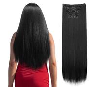 EUPSIIU Clip in Hair Extensions Extensiones de Pelo Natural con Clip Cabello Reutilizable Invisible Suave para Mujeres Partido Cosplay Fiestas Party Festival Negro oscuro Trenzas Africanas (Negro)