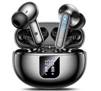 EUQQ Auriculares Bluetooth 5.4 - Auriculares Bluetooth 6-7 horas Auriculares con 6 HD Mics ANC/ENC Cancelación Ruido con Estéreo HiFi, 36 Horas de Reproducción con LED para iOS Android, USB-C, Negro