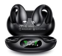 EUQQ Auriculares Deportivos Bluetooth 5.3 - Diseño Ultra Open-Ear con Clip Inalámbricos Auriculares de Conducción Ósea, 40H de Reproducción con Caja de Carga LED - Negro