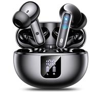 EUQQ Auriculares Inalambricos Bluetooth, Auriculares Bluetooth Cancelación Activa de Ruido, Cascos Inalambricos Bluetooth Control Táctil, HiFi Estéreo, IP7 Impermeable Diseño Cómodo Negro