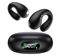 EUQQ Auriculares Inalámbricos Deportivos - 2025 Auriculares de Oído Abierto Bluetooth 5.3 Auriculare de Conduccion Ósea, 50H de Reproducción con Caja de Carga LED USB-C, IP7 Impermeable - Negro