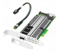 Euqvos M.2 to 25Gb Nic, for Mellanox ConnectX4 Chip, 1*SFP28 Port, M.2+M Key+SFF 8087, with 0.35m(1.1ft) Connection Cable, 25/10 / 1 Gbps, Support Windows Server/Windows/Ubuntu/Linux