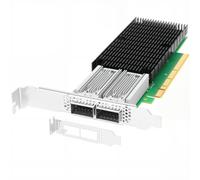 Euqvos Tarjeta adaptador de red VPI de doble puerto 100G QSFP28 PCIe 3.0 x16, compatible con MCX456A-ECAT ConnectX-4, Ethernet 100GbE y EDR InfiniBand RDMA servidor NIC para entrenamiento HPC AI
