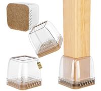 Euqvunn 18pcs Protectores patas Sillas Cuadradas, Protectores de Suelo para Patas de Silla, Transparente Patas de Silla, Tapas de Silicona para Patas de Silla con Fieltro, Tapones patas Sillas 19-25mm