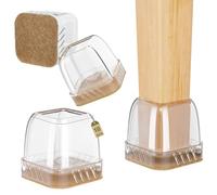 Euqvunn 18pcs Protectores patas Sillas Cuadradas, Protectores de Suelo para Patas de Silla, Transparente Patas de Silla, Tapas de Silicona para Patas de Silla con Fieltro, Tapones patas Sillas 14-19mm