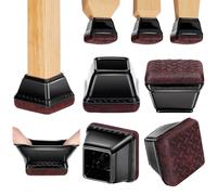Euqvunn 18 Piezas Protector Patas Sillas, Tacos Sillas Negras con Almohadillas de Fieltro, Protector Patas Muebles Cuadradas para Suelos de Madera/Cerámica (Compatible: 25-35mm)