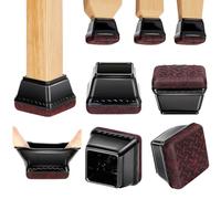 Euqvunn 18 Piezas Protector Patas Sillas, Tacos Sillas Negras con Almohadillas de Fieltro, Protector Patas Muebles Cuadradas para Suelos de Madera/Cerámica (Compatible: 35-45mm)