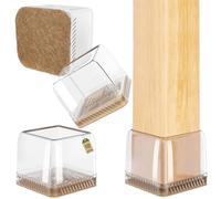 Euqvunn 18pcs Protectores patas Sillas Cuadradas, Protectores de Suelo para Patas de Silla, Transparente Patas de Silla, Tapas de Silicona para Patas de Silla con Fieltro, Tapones patas Sillas 35-40mm