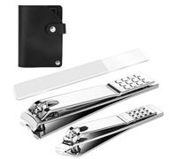 Euqvunn 3 Pcs Cortauñas Kit, Corta uñas Adulto, Cortauñas Pies Profesional, Cortaúñas de Acero Carbono para uñas Gruesas Personas Mayores con Lima de Uñas Cortauñas Angulado para Hombres y Mujeres