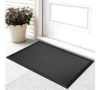 Euqvunn 3D Mesh Felpudo Exterior, 45 × 75 cm Perfil Bajo Alfombra Entrada, Felpudos Entrada Casa Antideslizantes y Fáciles de Limpiar, para Porche Cubierto, Entrada, Patio, Jardín, Exterior (Negro)