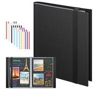 Euqvunn Album Fotos para Pegar y Escribir con Protección Clara para Fotos, Cuaderno Negro Hojas Negras de 48 Páginas Autoadhesivas, Album Scrapbook A4 Personalizado para Familia Boda Aniversario