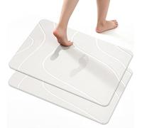 Euqvunn Alfombrilla de Baño de Piedra 60 x 39 cm 2 Unids - Secado Rápido, Antideslizante, Absorbente, Resistente a la Humedad, de Tierra de Diatomeas para Cocina, Bañera y Salida de la Ducha - Blanco