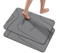 Euqvunn Alfombrilla de Baño de Piedra 60 x 39 cm 2 Unids - Secado Rápido, Antideslizante, Absorbente, Resistente a la Humedad, de Tierra de Diatomeas para Cocina, Bañera y Salida de la Ducha - Gris