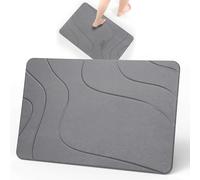 Euqvunn Alfombrilla de Baño de Piedra 60 x 39 cm - Secado Rápido, Antideslizante, Absorbente, Resistente a la Humedad, de Tierra de Diatomeas para Cocina, Bañera y Salida de la Ducha - Gris