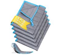 Euqvunn Bayetas Microfibra de Carbono, 5 Piezas, 30 x 40 cm, 400GSM, Sin Pelusa, Motivo en Rejilla para Suciedad y Grasa Tenaz, para el Hogar, Cocina, Coche y Limpieza de Cristales - Azul