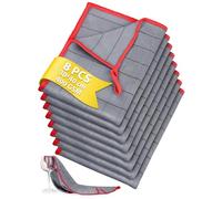 Euqvunn Bayetas Microfibra de Carbono, 8 Piezas, 30 x 40 cm, 400GSM, Sin Pelusa, Motivo en Rejilla para Suciedad y Grasa Tenaz, para el Hogar, Cocina, Coche y Limpieza de Cristales - Rojo